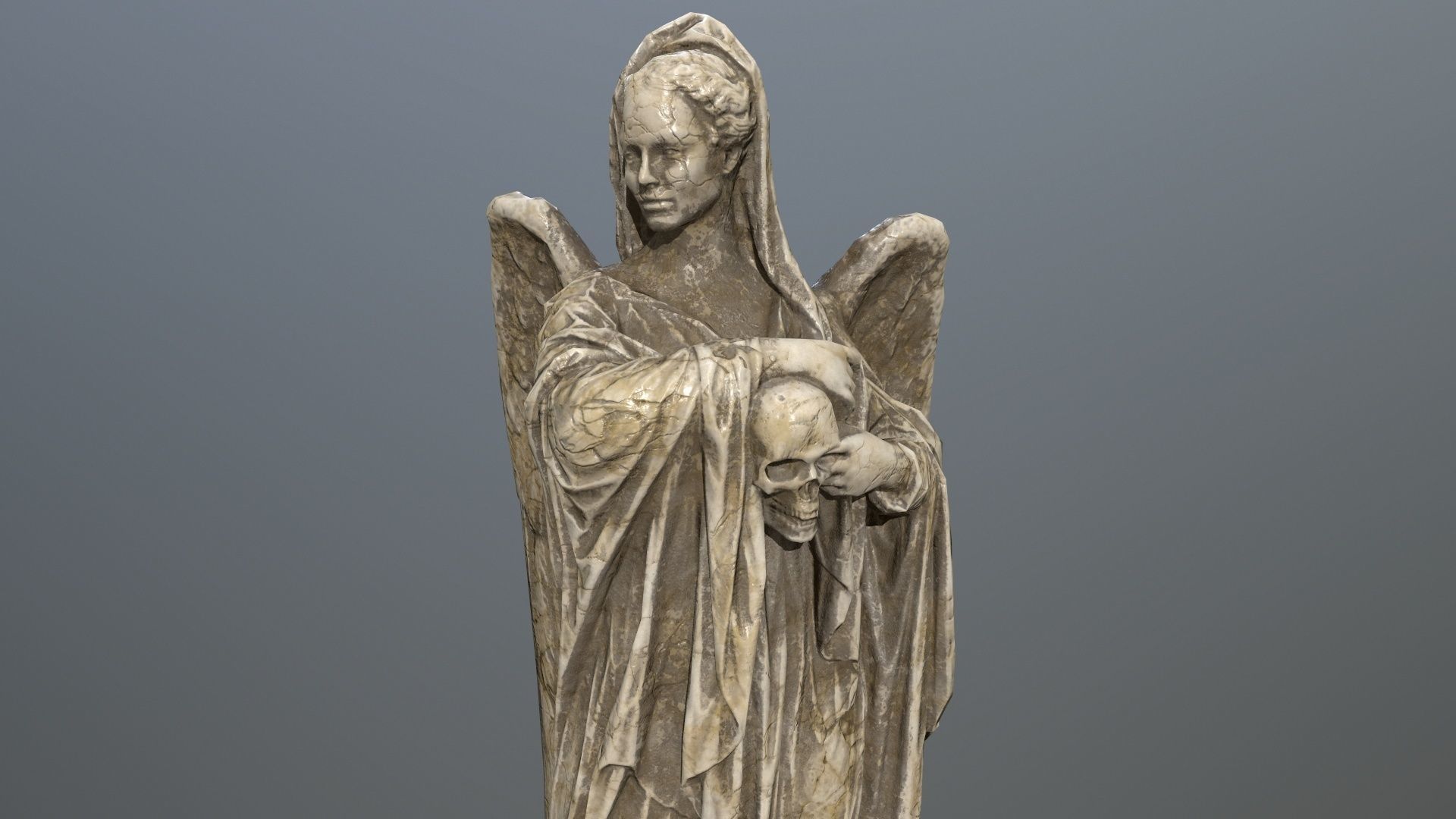 Angel Statue 2 Low-poly 3D model_7