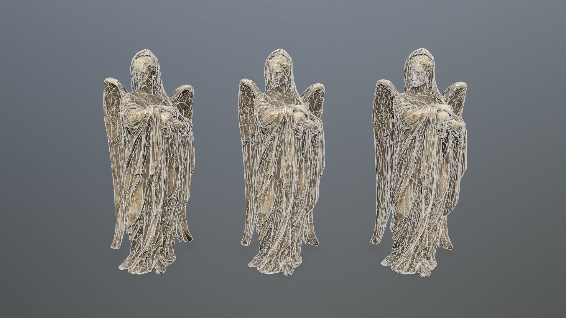 Angel Statue 2 Low-poly 3D model_9