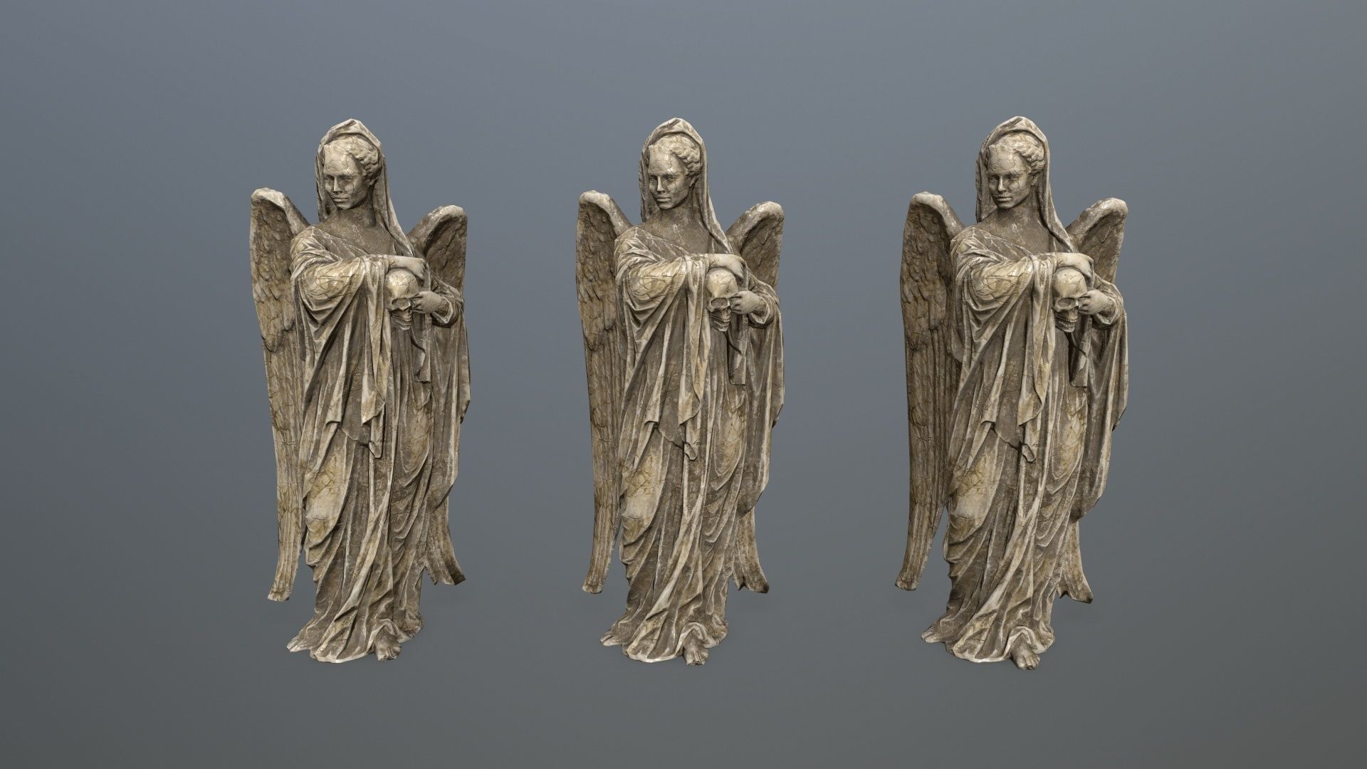 Angel Statue 2 Low-poly 3D model_8