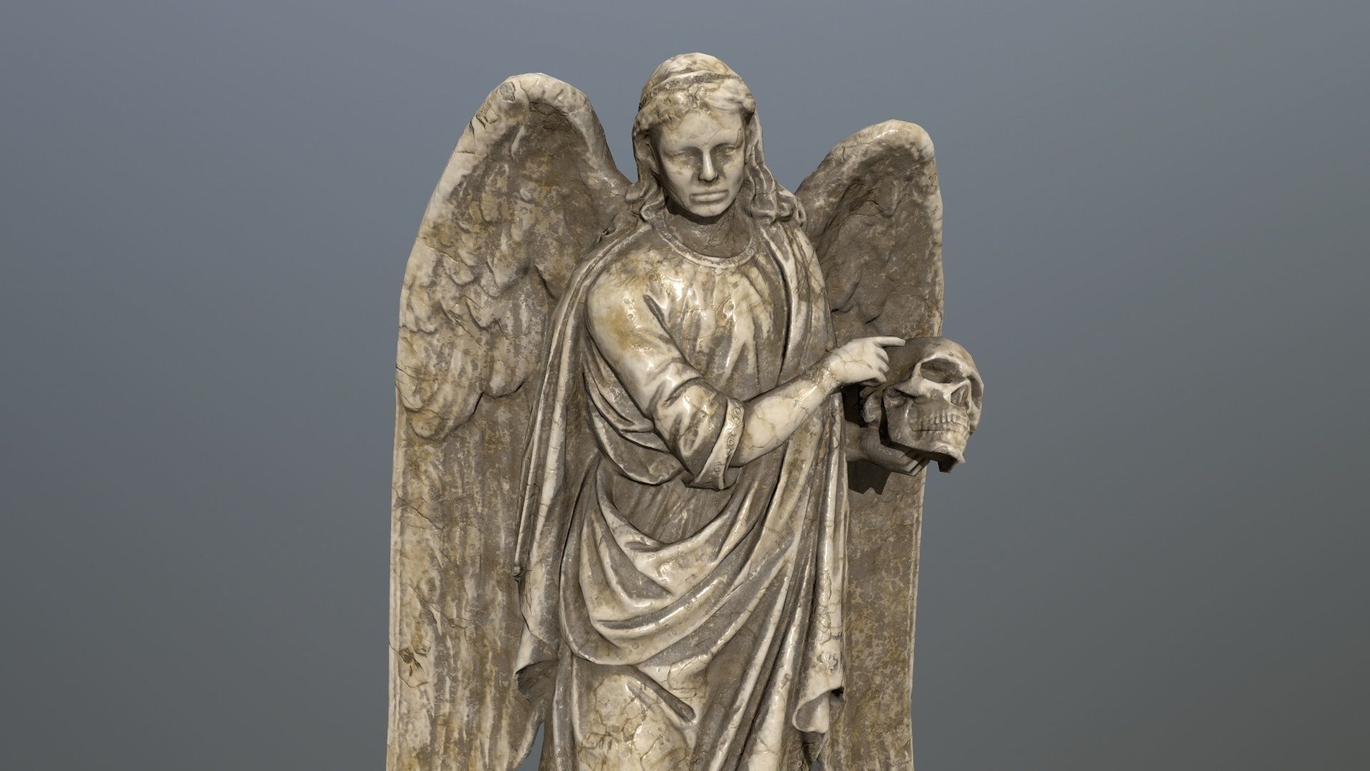 Angel Statue 3 Low-poly 3D model_7