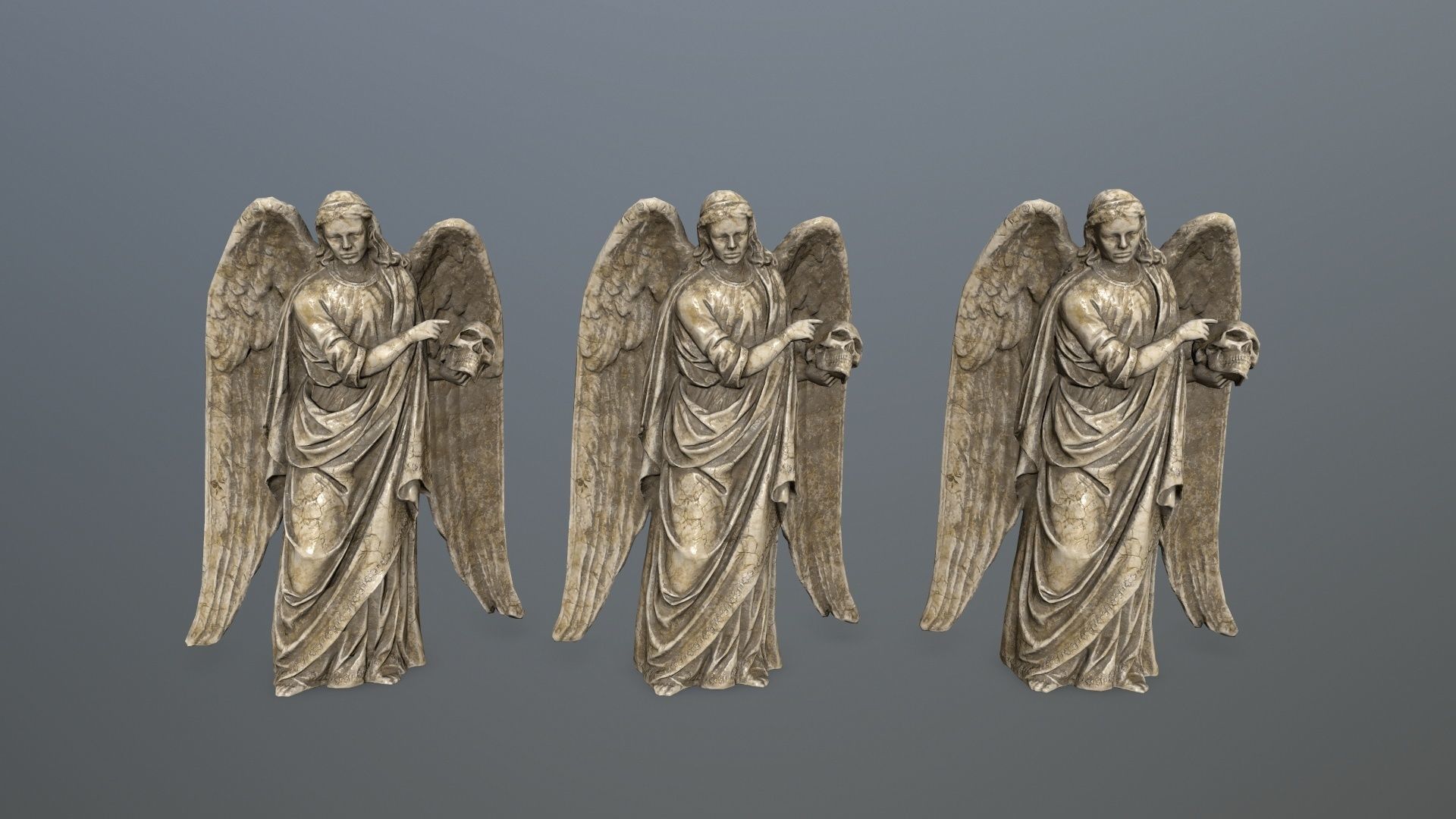 Angel Statue 3 Low-poly 3D model_8