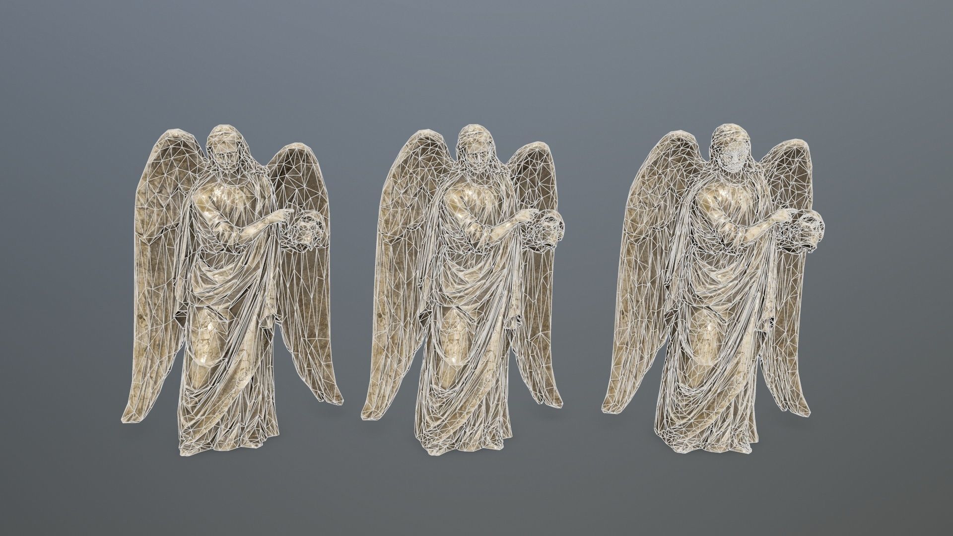 Angel Statue 3 Low-poly 3D model_9