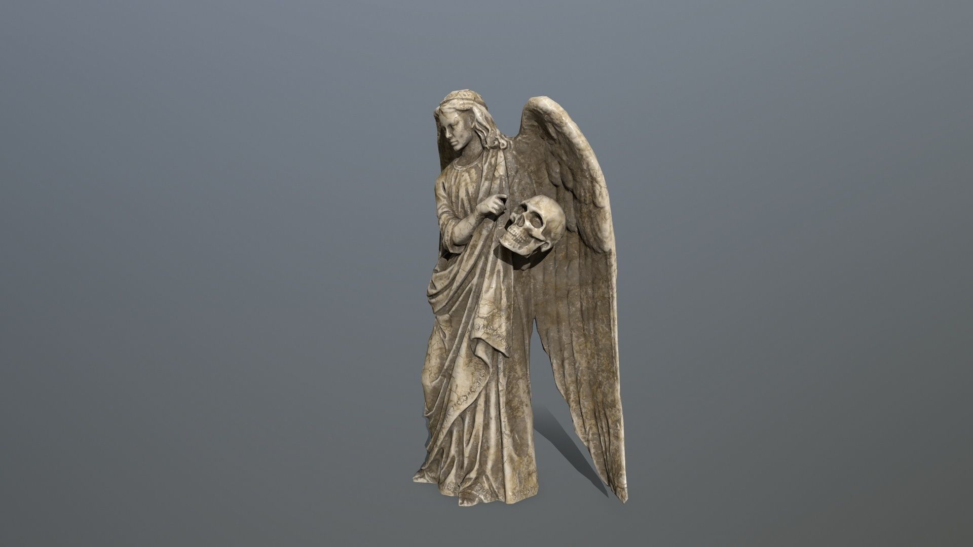 Angel Statue 3 Low-poly 3D model_1