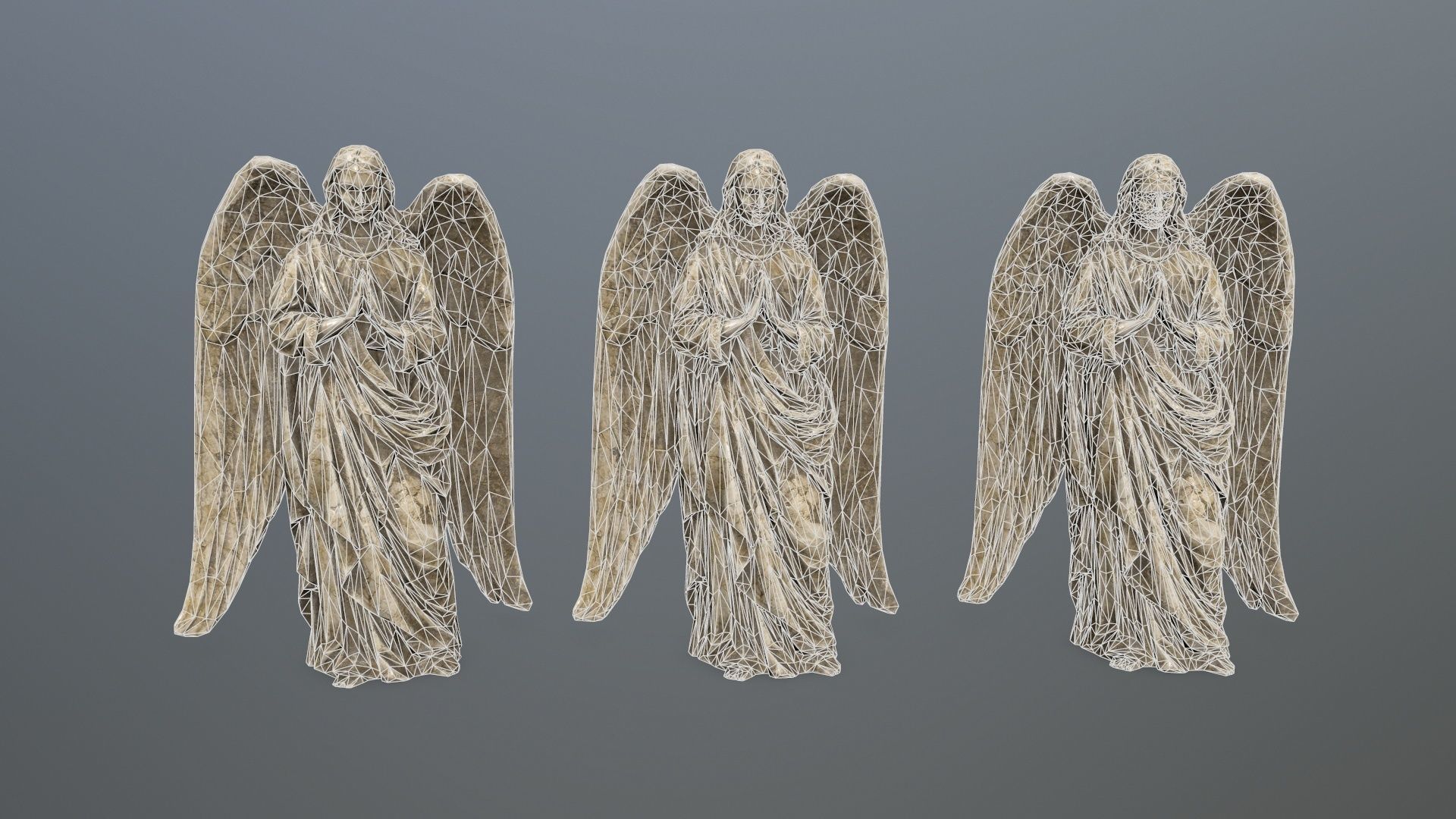 Angel Statue 4 Low-poly 3D model_8