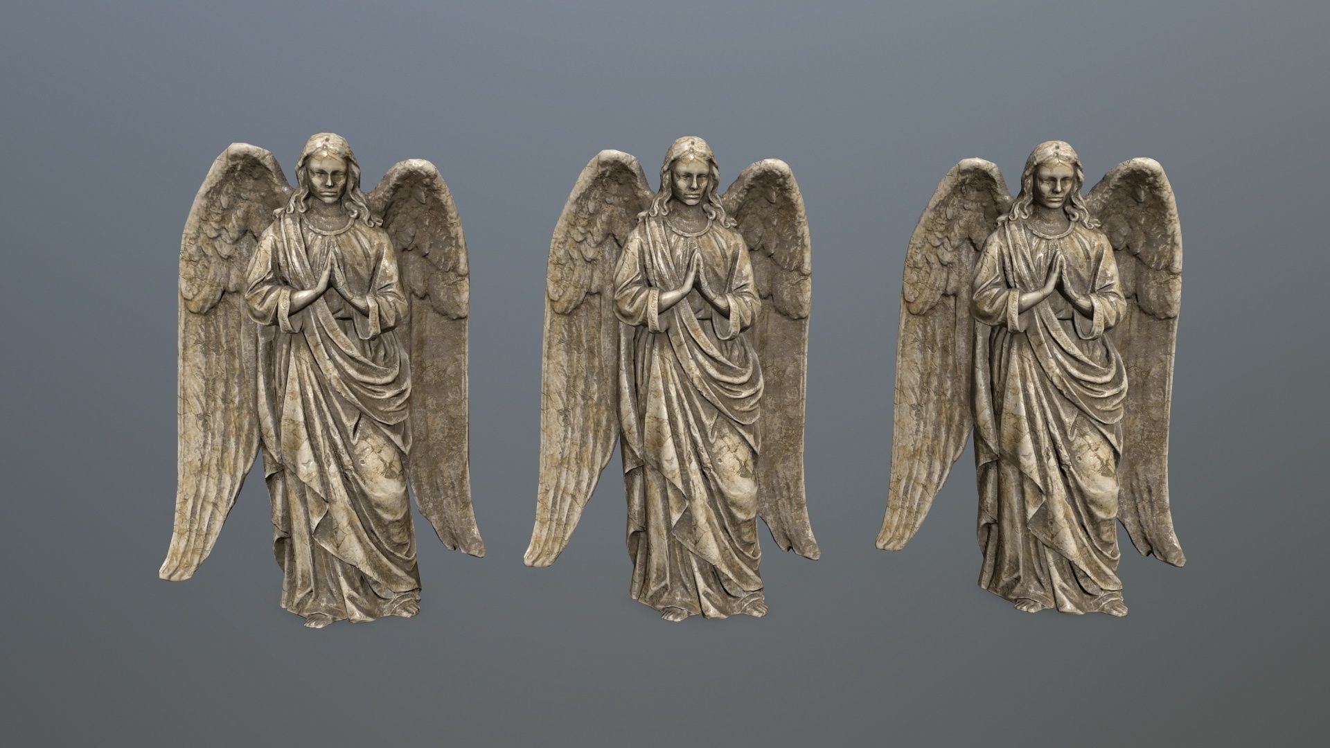 Angel Statue 4 Low-poly 3D model_7