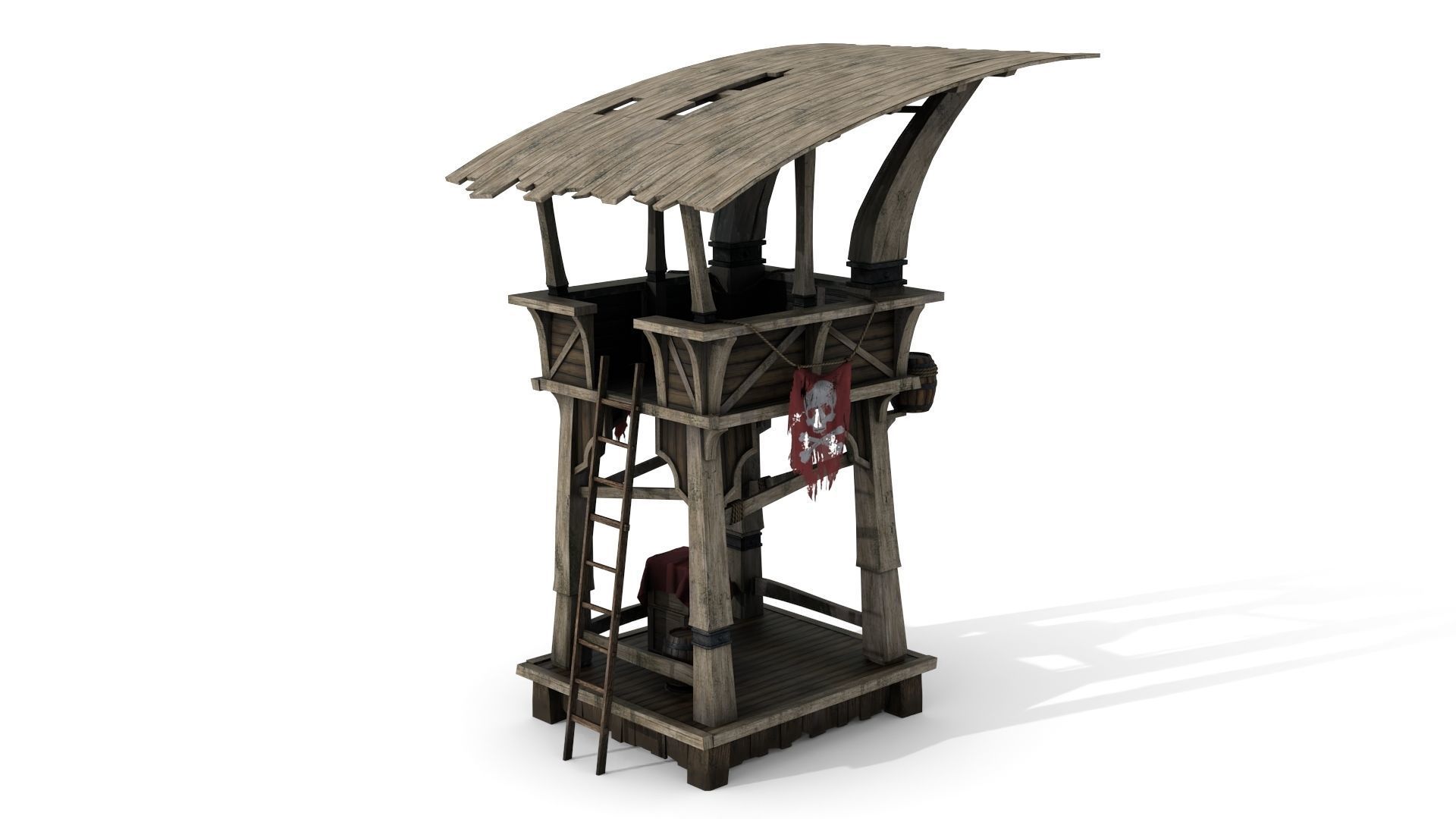 Wooden Watchtower Low-poly 3D model_1