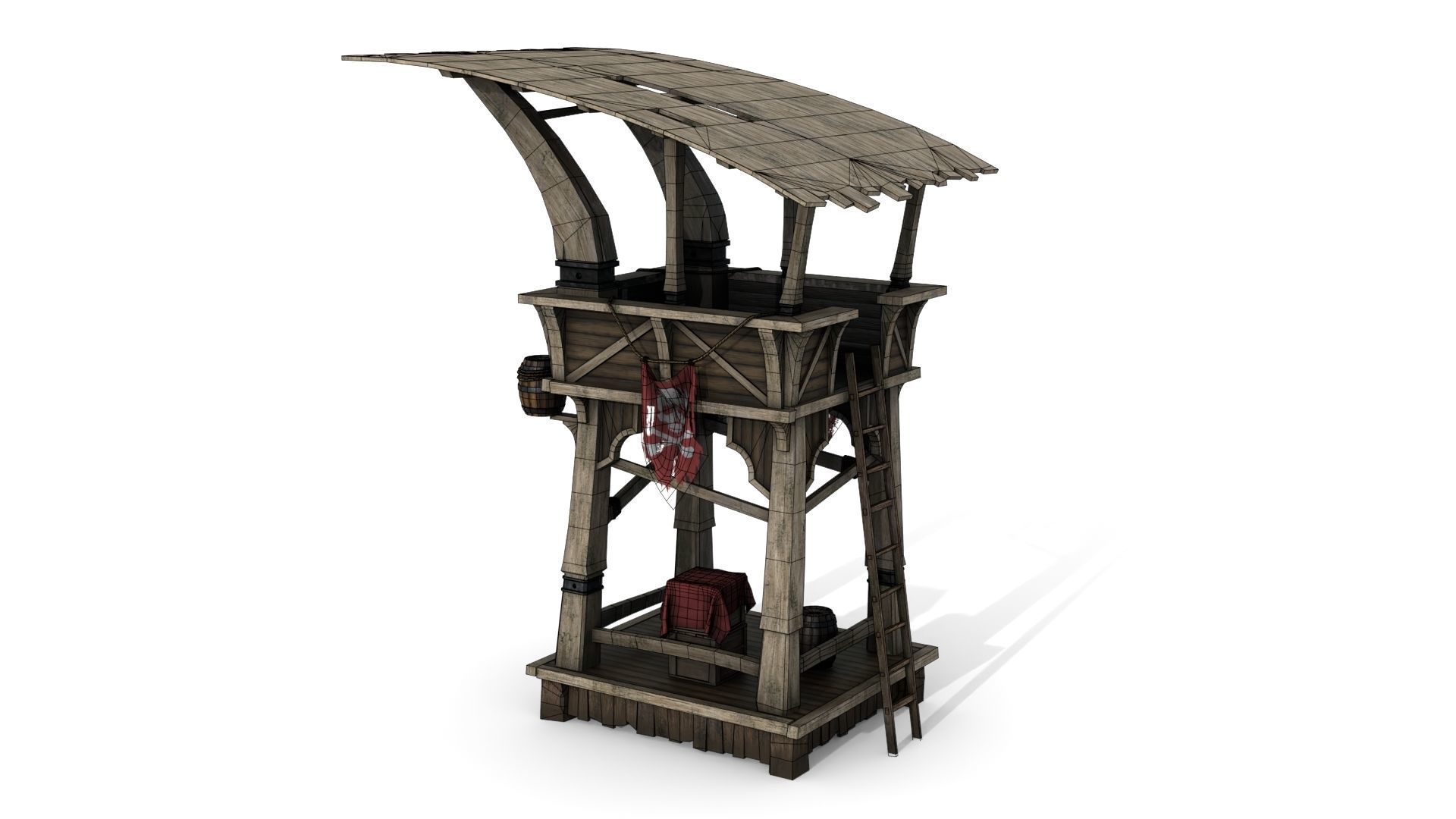 Wooden Watchtower Low-poly 3D model_13