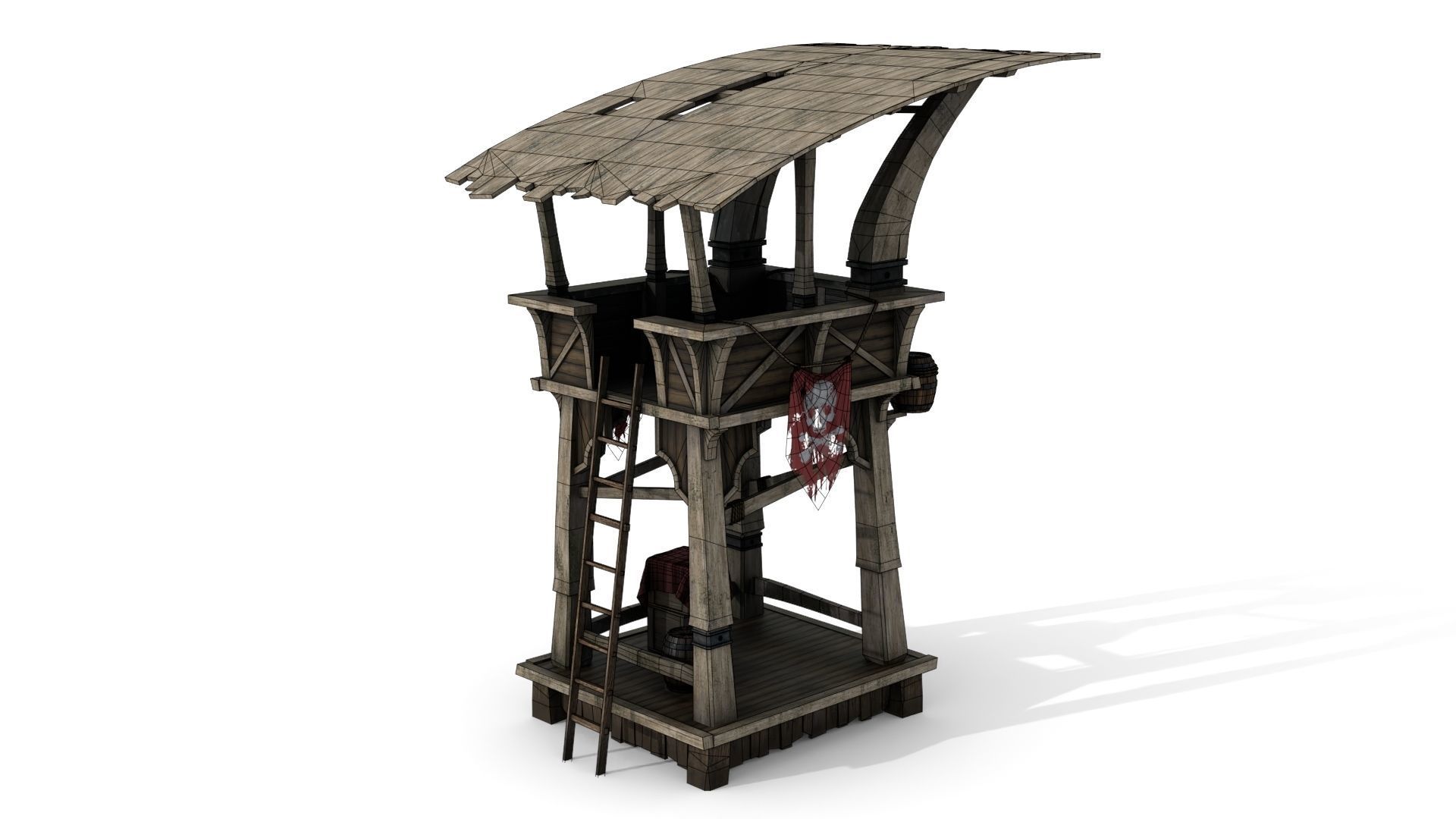 Wooden Watchtower Low-poly 3D model_11