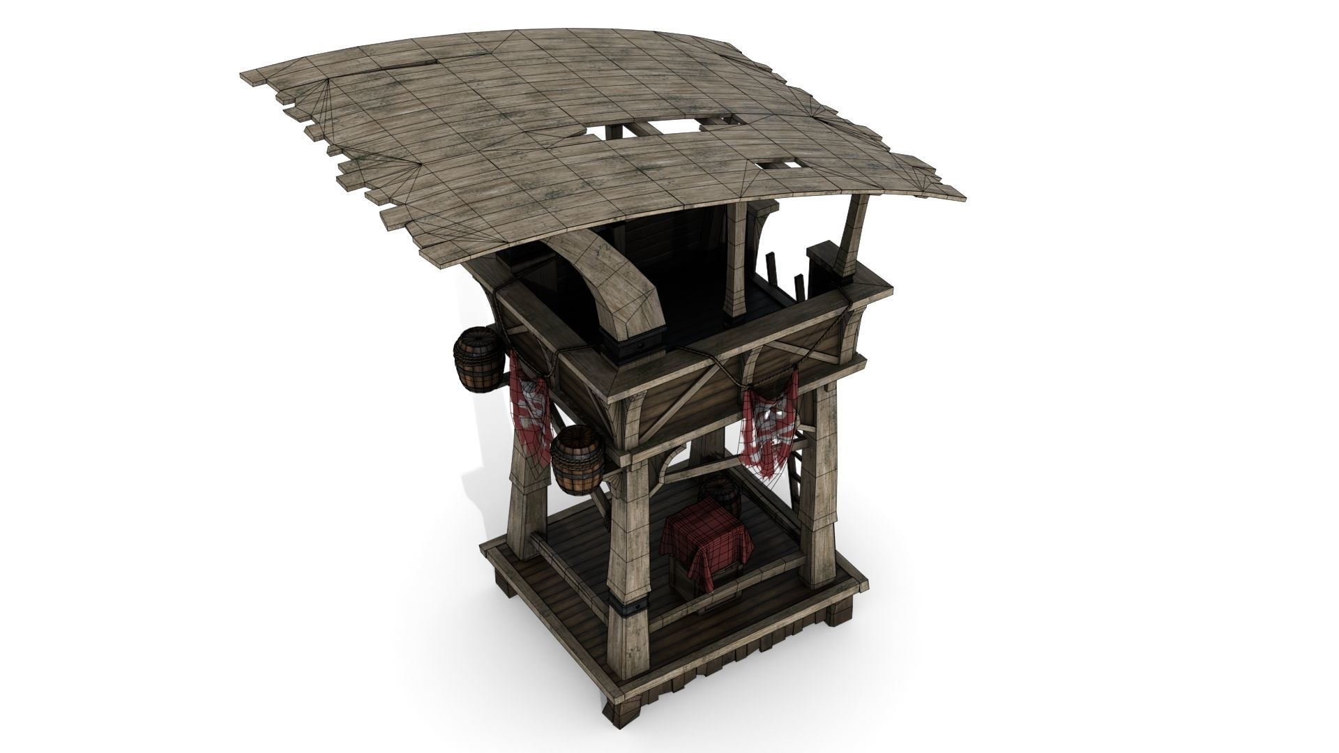 Wooden Watchtower Low-poly 3D model_12