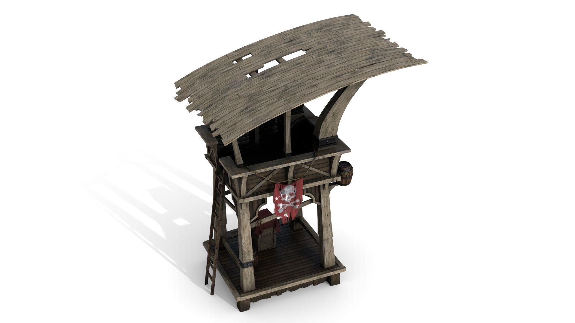 Wooden Watchtower Low-poly 3D model_5