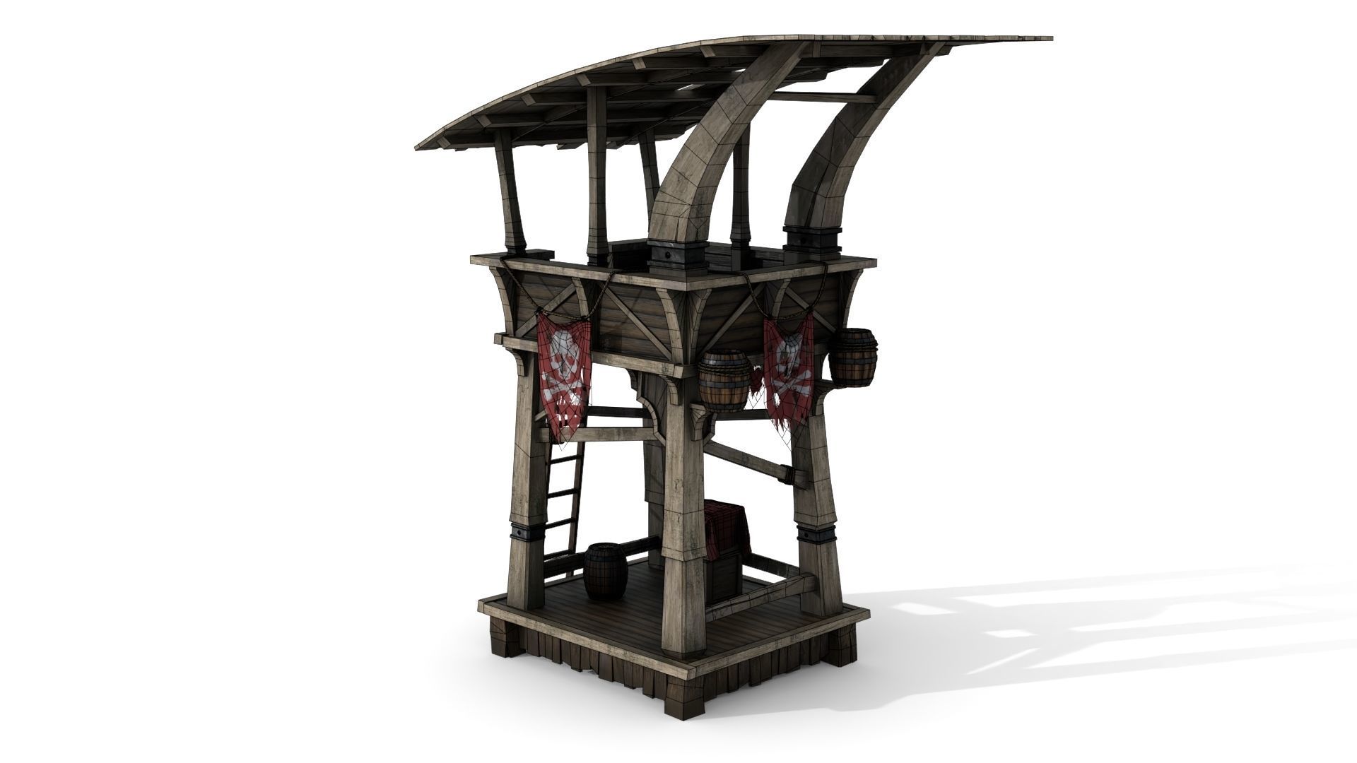 Wooden Watchtower Low-poly 3D model_10