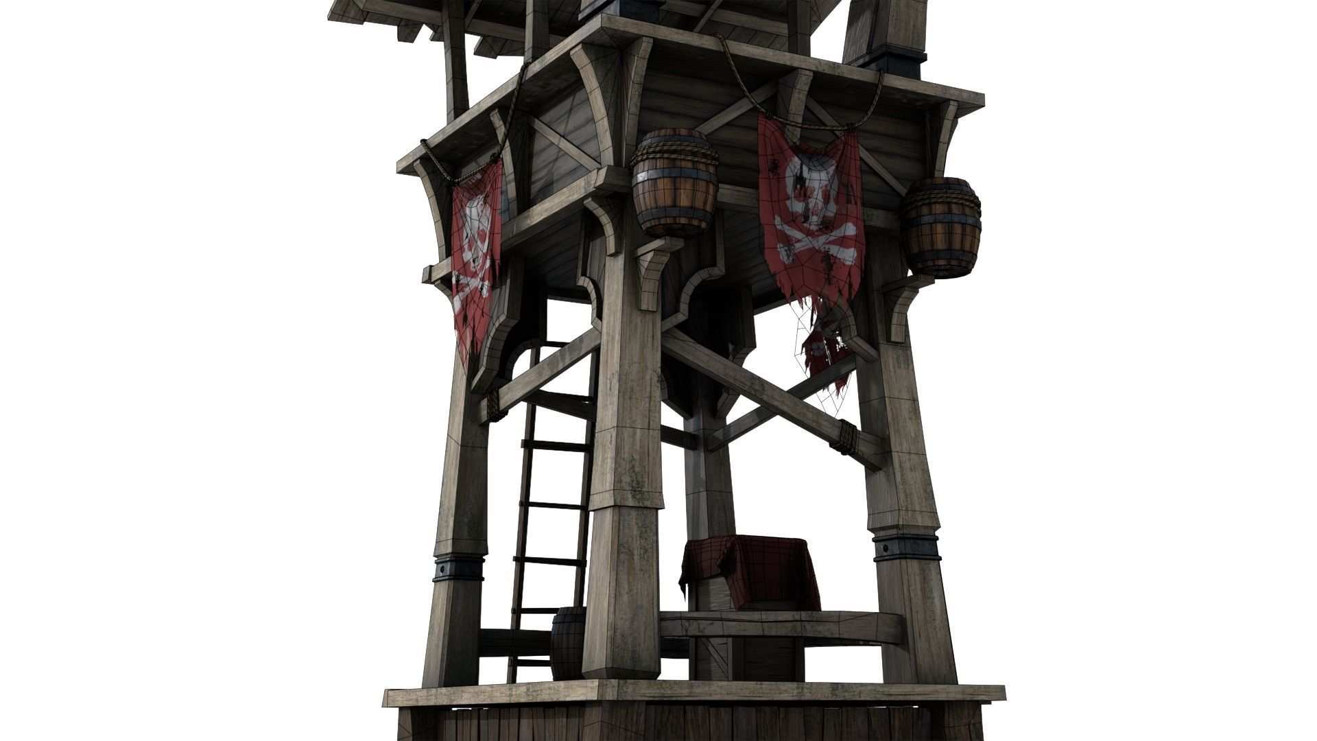 Wooden Watchtower Low-poly 3D model_19