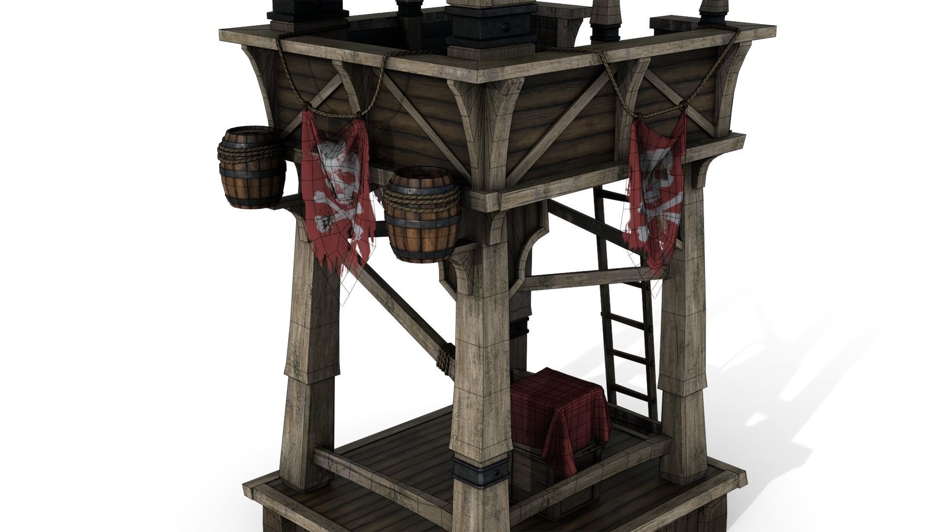 Wooden Watchtower Low-poly 3D model_18