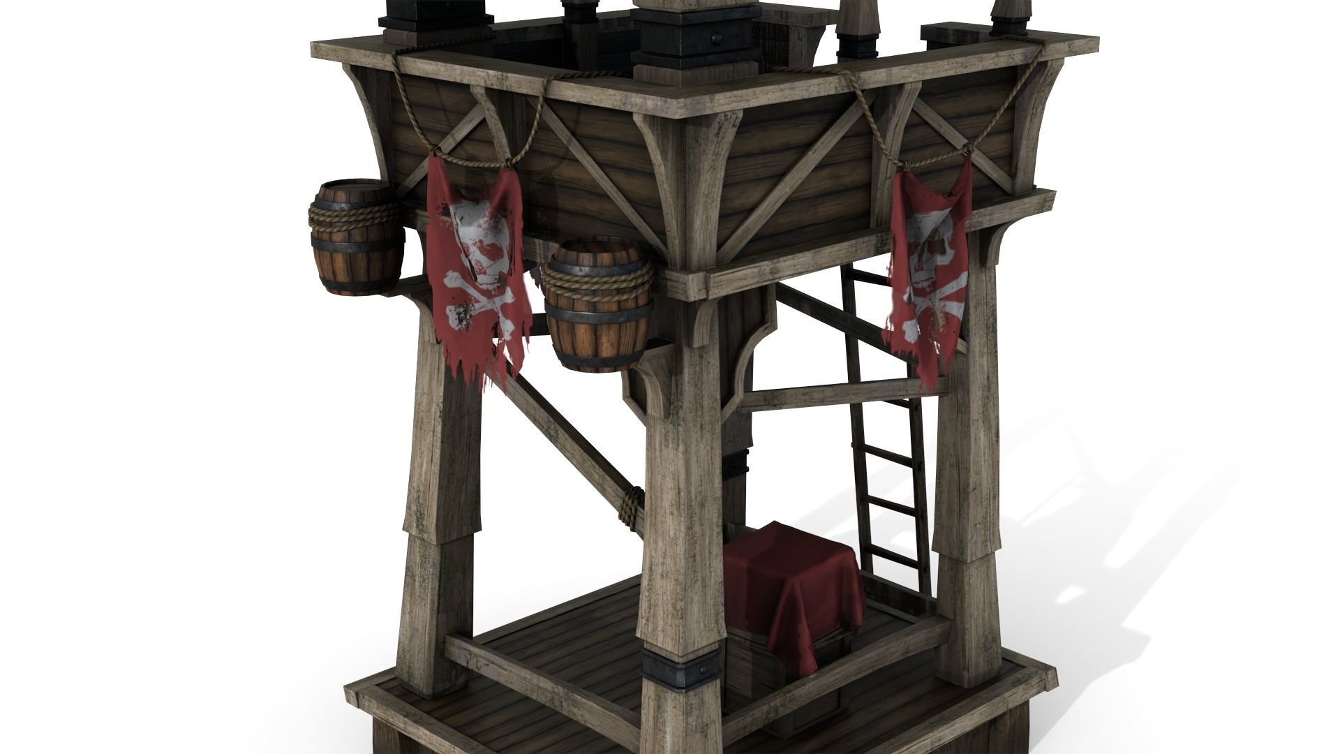 Wooden Watchtower Low-poly 3D model_8