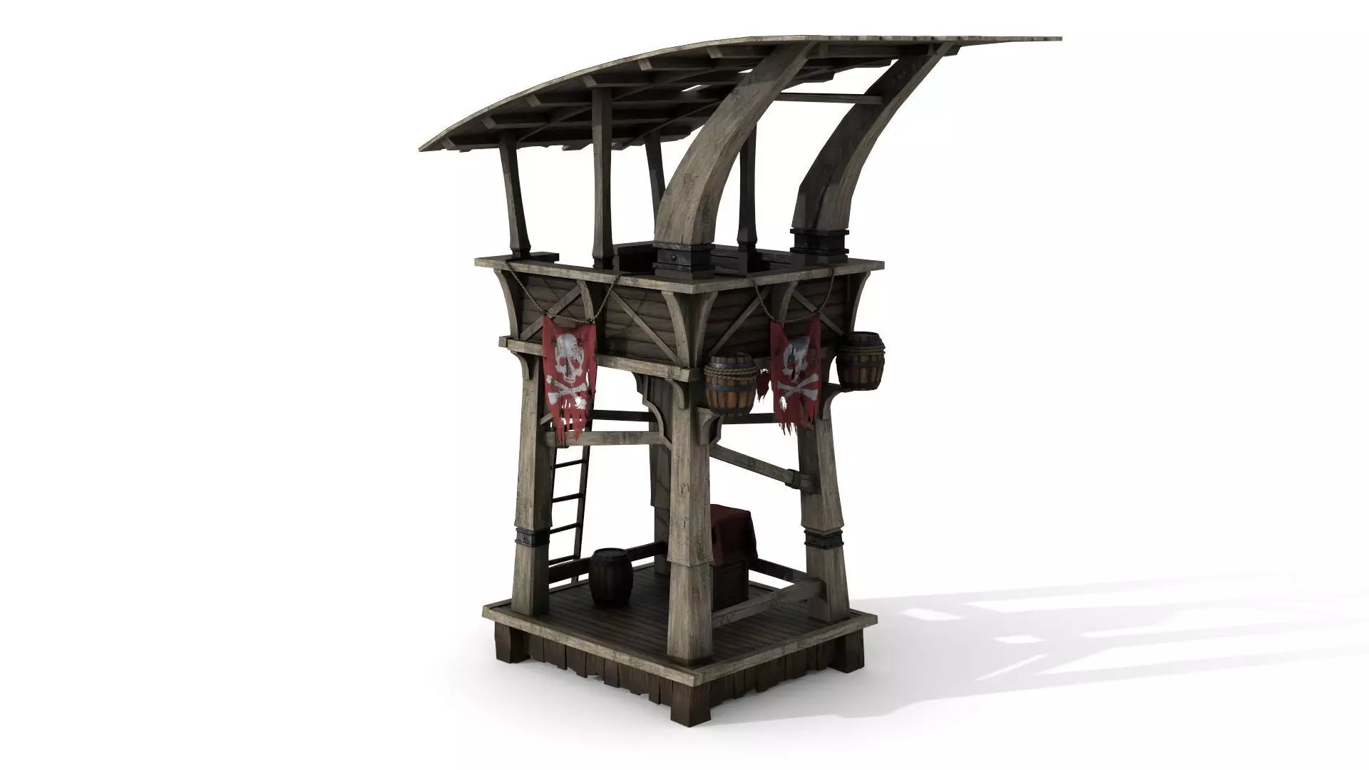 Wooden Watchtower Low-poly 3D model_0