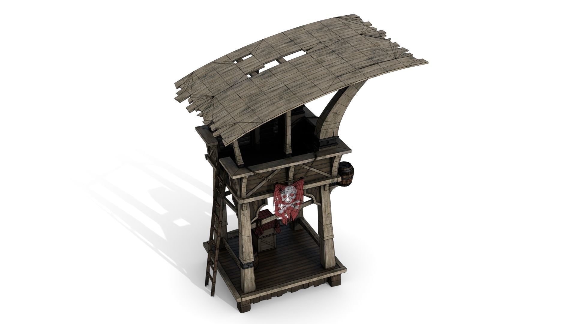 Wooden Watchtower Low-poly 3D model_15