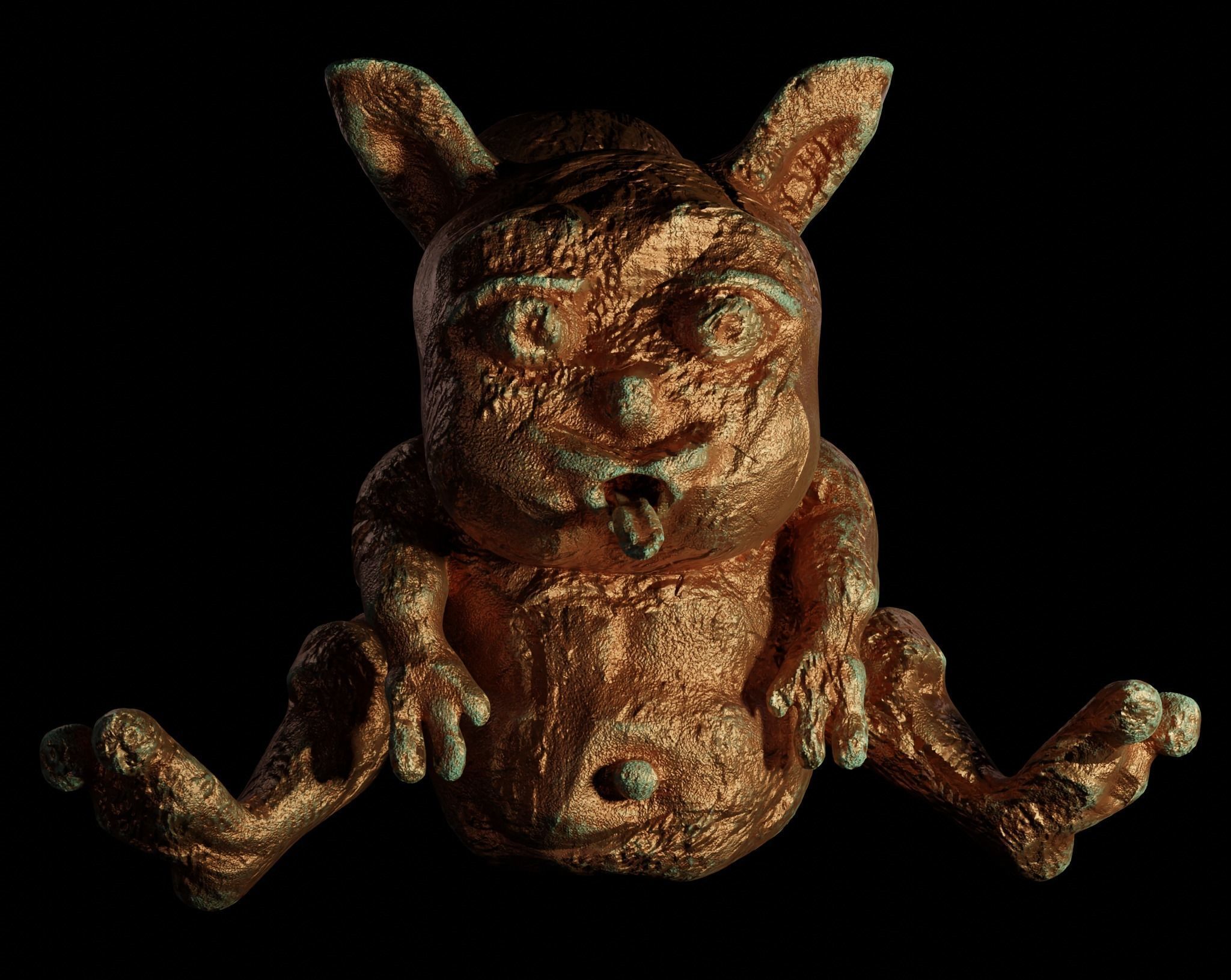 Antique Copper Statue of an Ancient Beast Low-poly 3D model_11