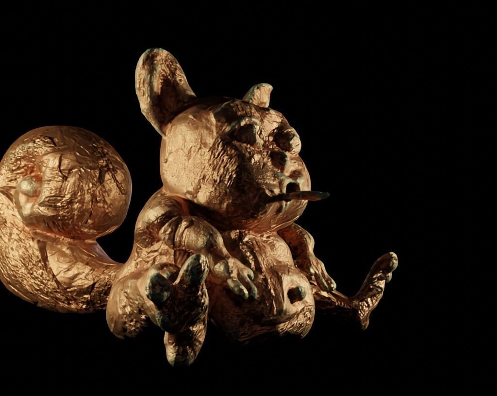 Antique Copper Statue of an Ancient Beast Low-poly 3D model_23