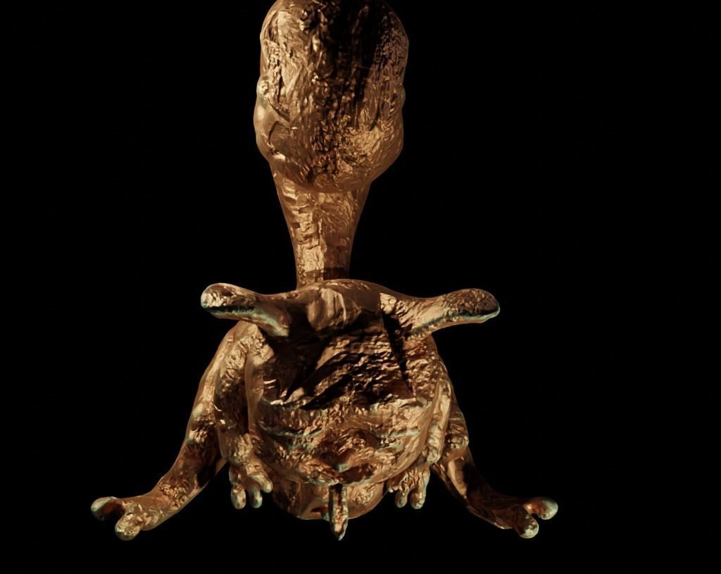 Antique Copper Statue of an Ancient Beast Low-poly 3D model_6