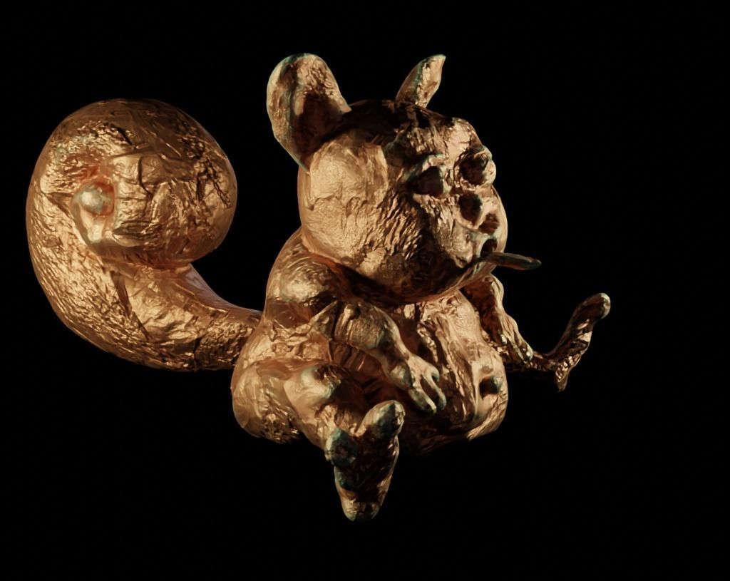 Antique Copper Statue of an Ancient Beast Low-poly 3D model_18