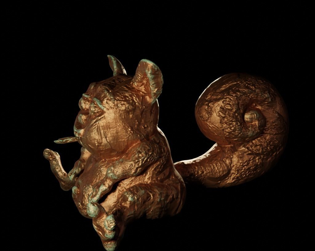 Antique Copper Statue of an Ancient Beast Low-poly 3D model_16