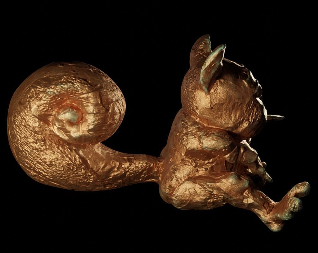 Antique Copper Statue of an Ancient Beast Low-poly 3D model_27