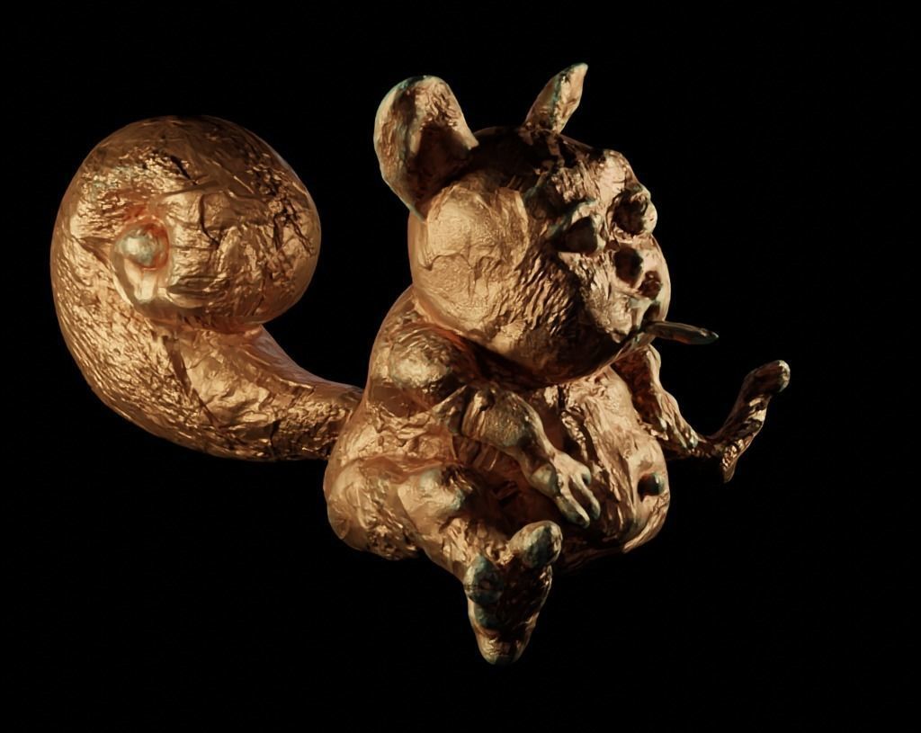 Antique Copper Statue of an Ancient Beast Low-poly 3D model_2