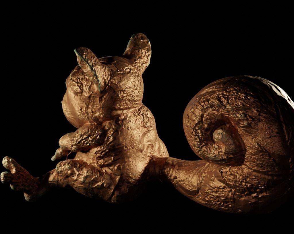 Antique Copper Statue of an Ancient Beast Low-poly 3D model_3