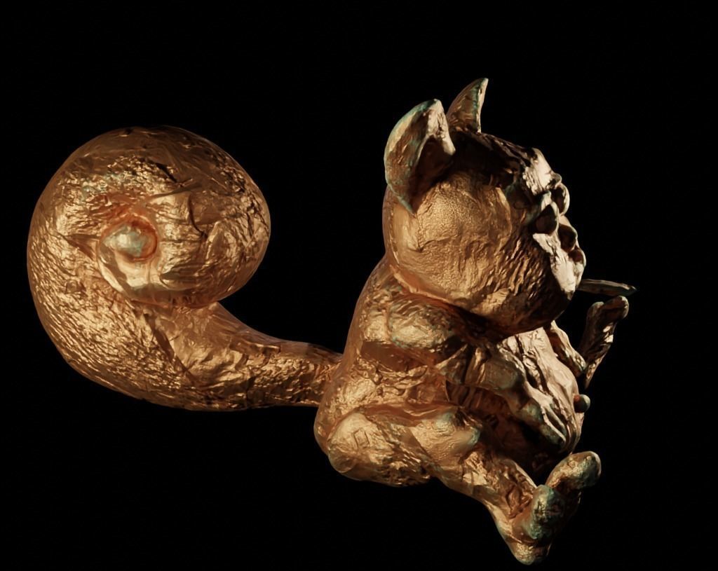 Antique Copper Statue of an Ancient Beast Low-poly 3D model_17