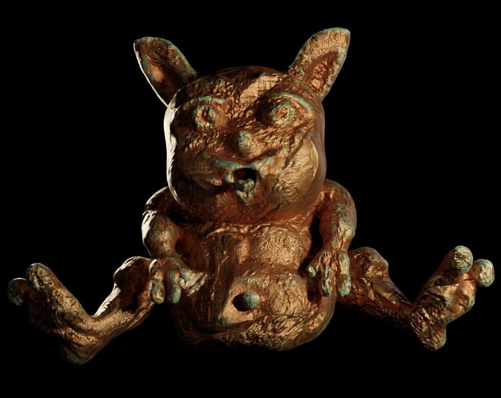 Antique Copper Statue of an Ancient Beast Low-poly 3D model_20