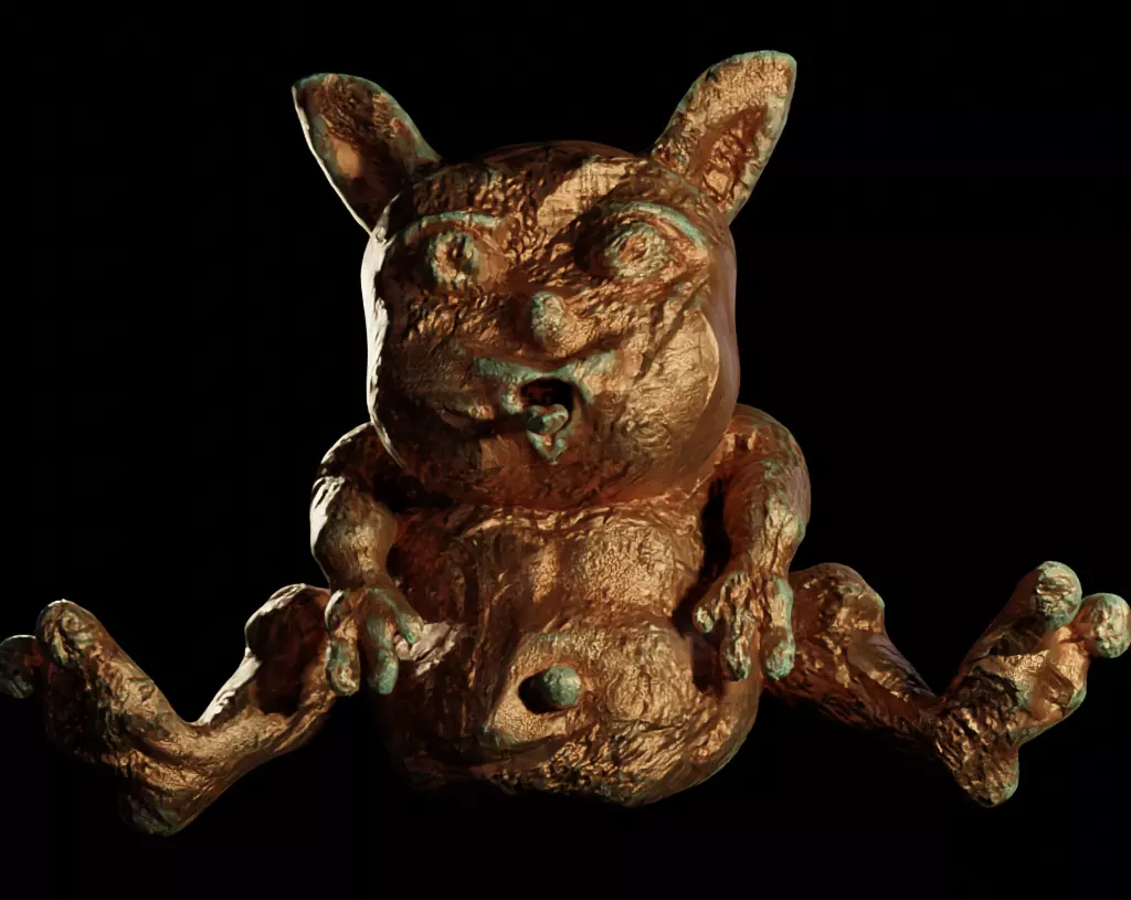 Antique Copper Statue of an Ancient Beast Low-poly 3D model_0