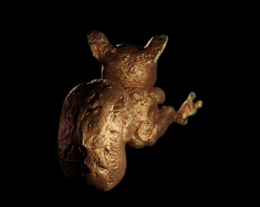 Antique Copper Statue of an Ancient Beast Low-poly 3D model_8