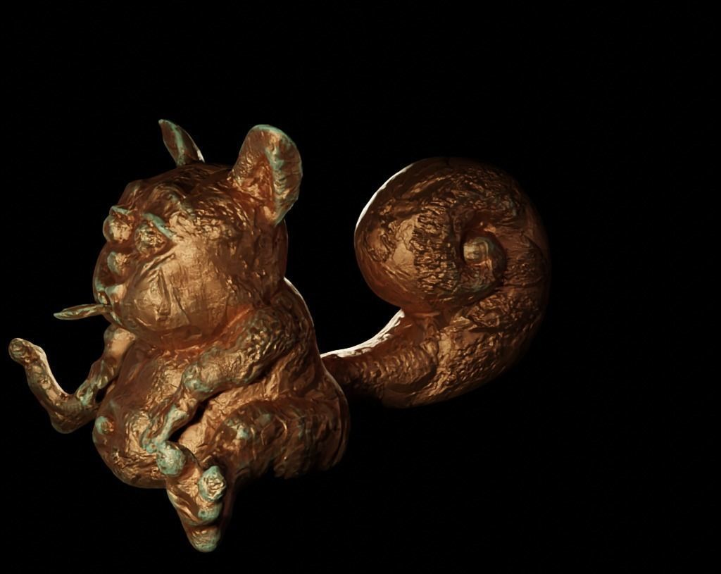 Antique Copper Statue of an Ancient Beast Low-poly 3D model_22