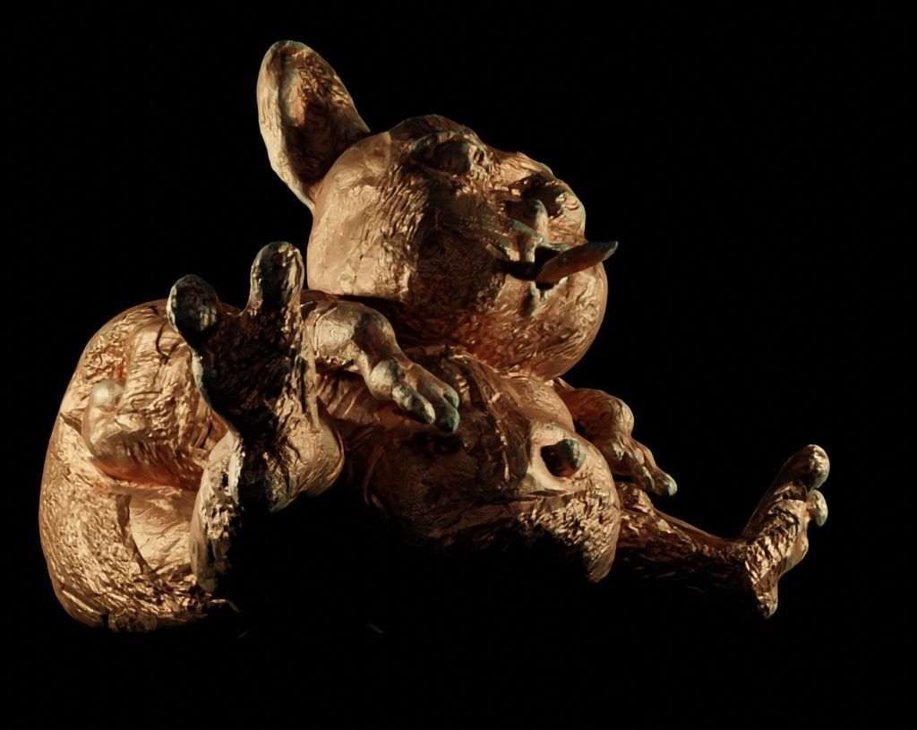 Antique Copper Statue of an Ancient Beast Low-poly 3D model_5