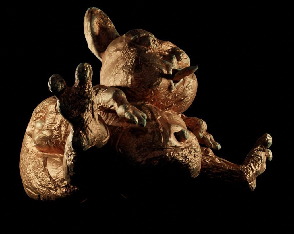 Antique Copper Statue of an Ancient Beast Low-poly 3D model_21