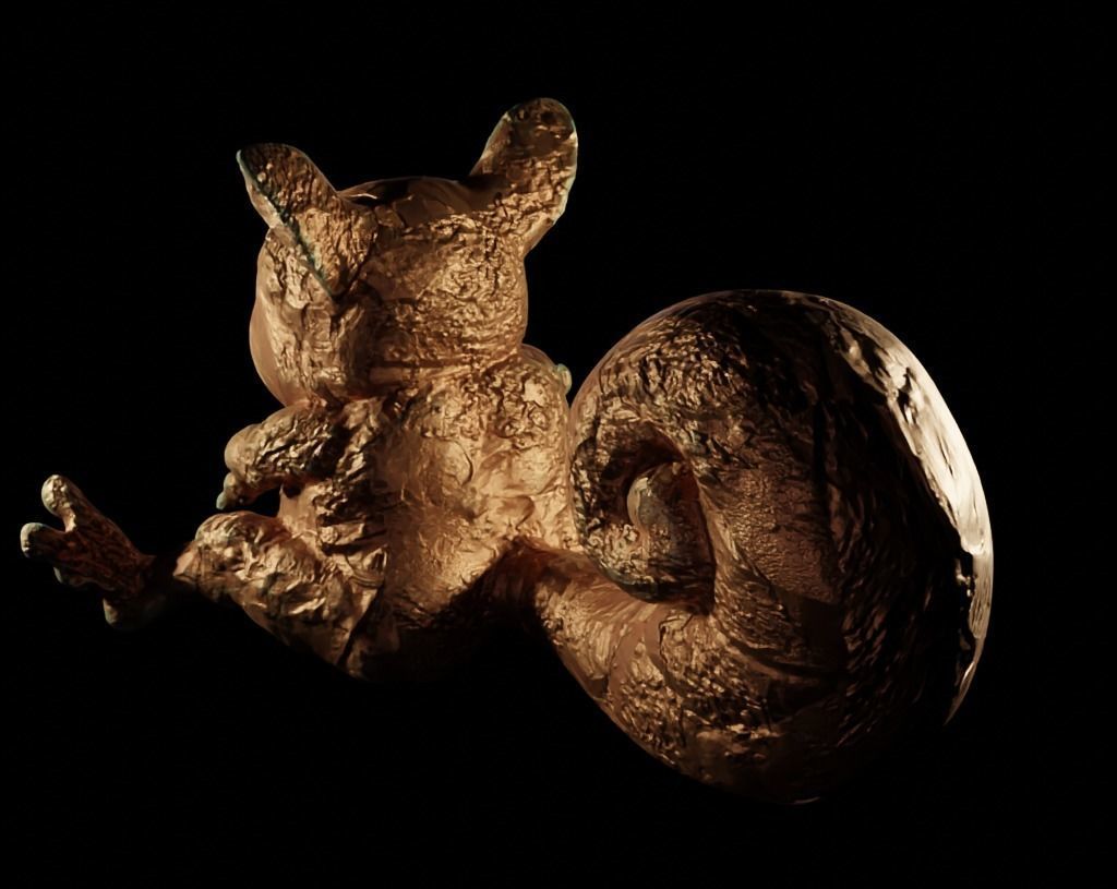 Antique Copper Statue of an Ancient Beast Low-poly 3D model_7