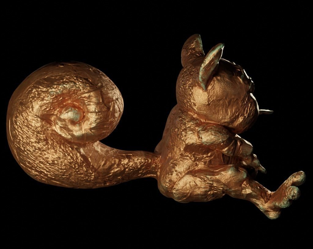 Antique Copper Statue of an Ancient Beast Low-poly 3D model_9