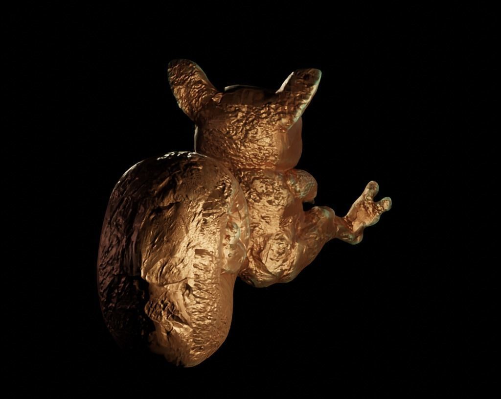 Antique Copper Statue of an Ancient Beast Low-poly 3D model_13