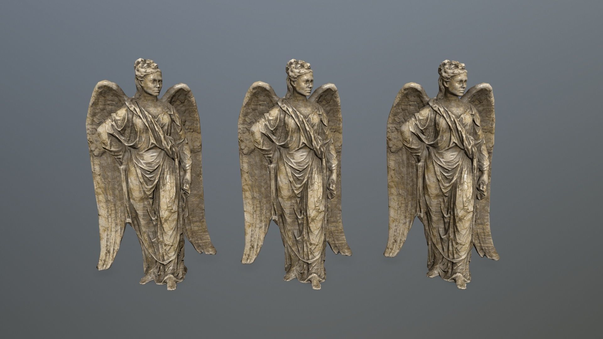 Angel Statue 5 Low-poly 3D model_8