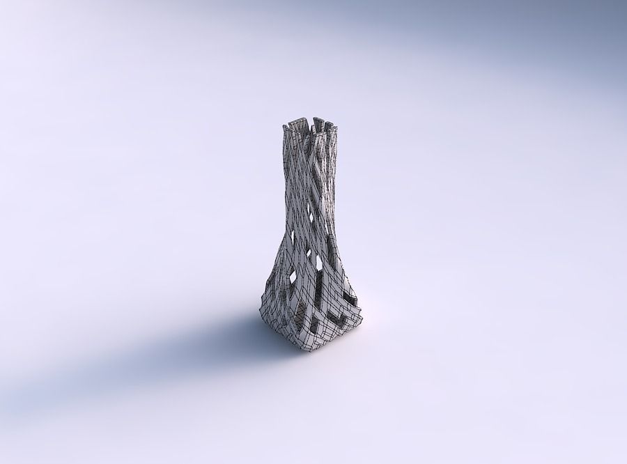 Vase twisted squeezed rectangle with cuts 3D print model_5