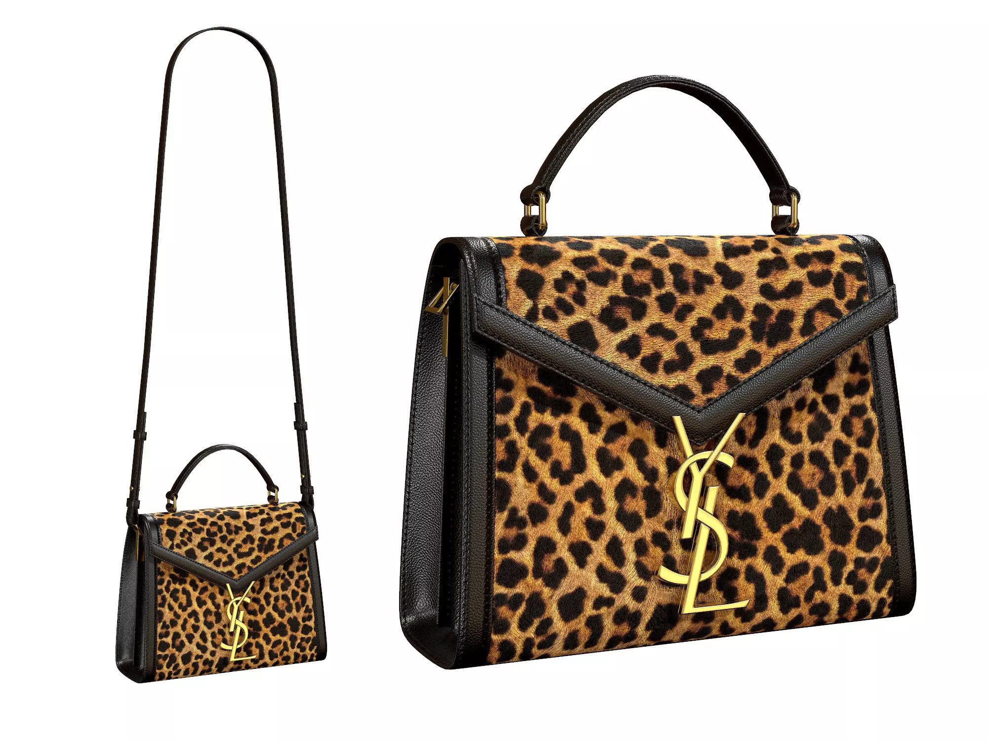 YSL Saint Laurent Cassandra Mini Top Bag Leopard Low-poly 3D model