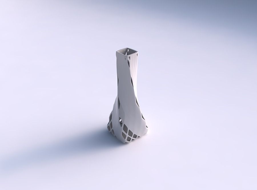Vase twisted squeezed rectangle with diagonal grid lattice 2 3D print model_0