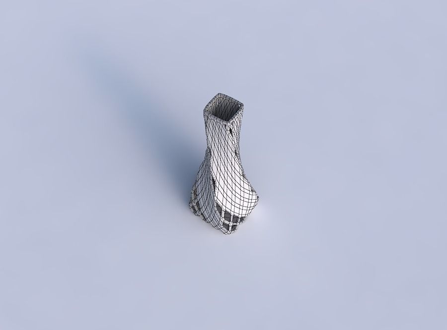 Vase twisted squeezed rectangle with diagonal grid lattice 2 3D print model_6