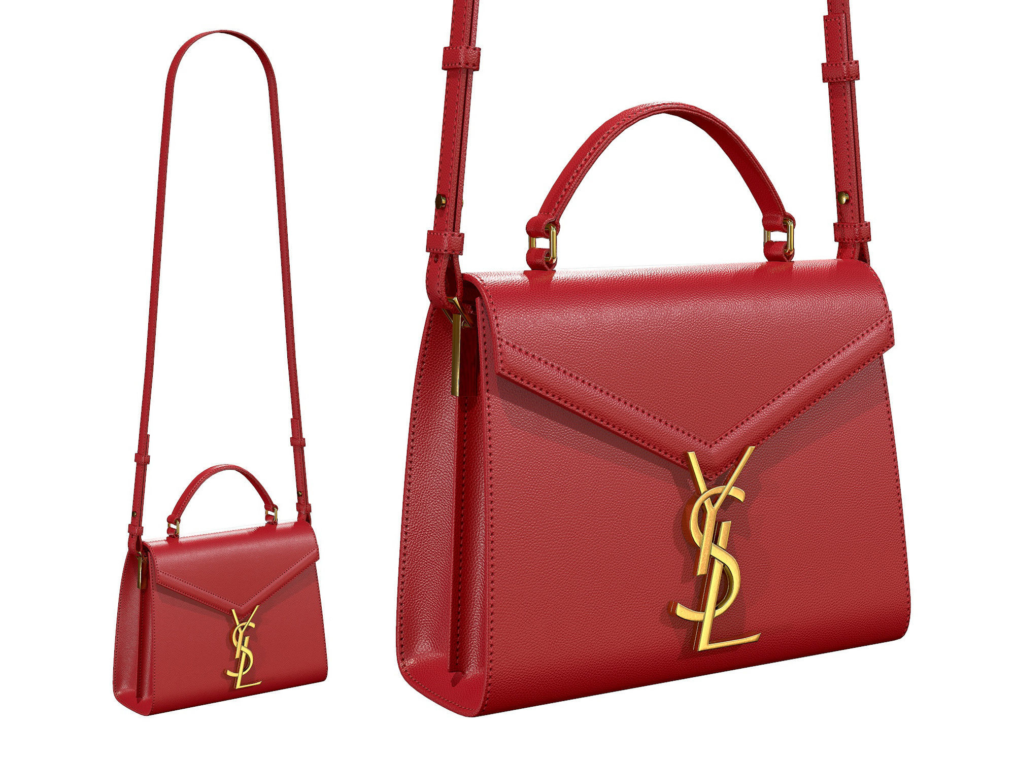 YSL Saint Laurent Cassandra Mini Top Bag Red Leather