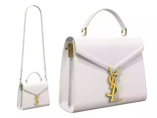 YSL Saint Laurent Cassandra Mini Top Bag White Leather Low-poly 3D model