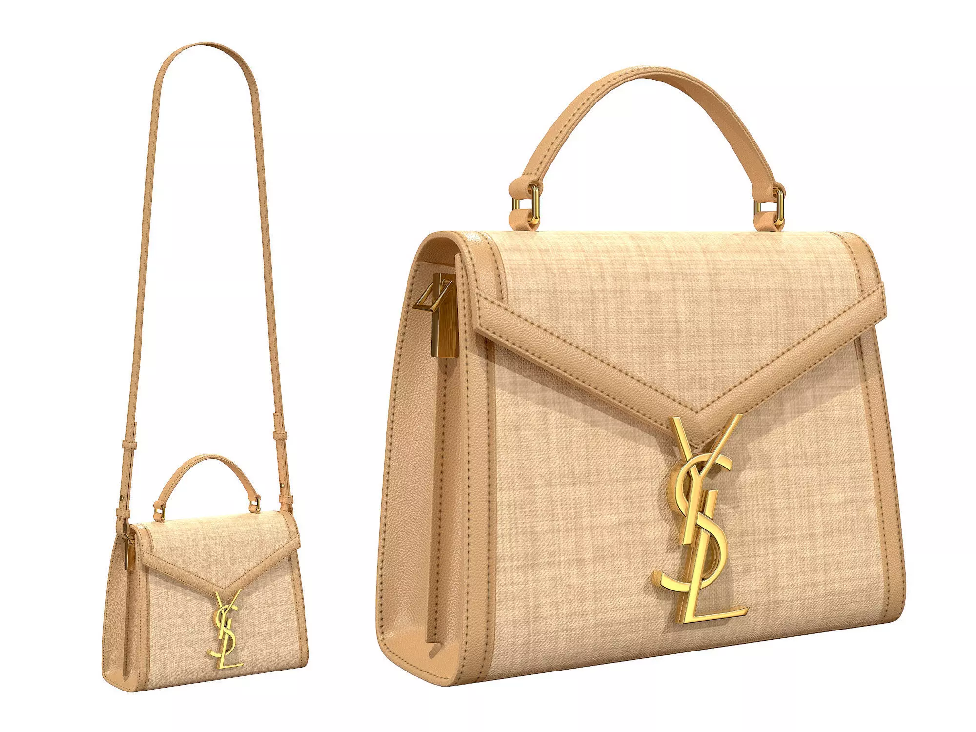 YSL Saint Laurent Cassandra Mini Top Bag Woven Raffia Low-poly 3D model