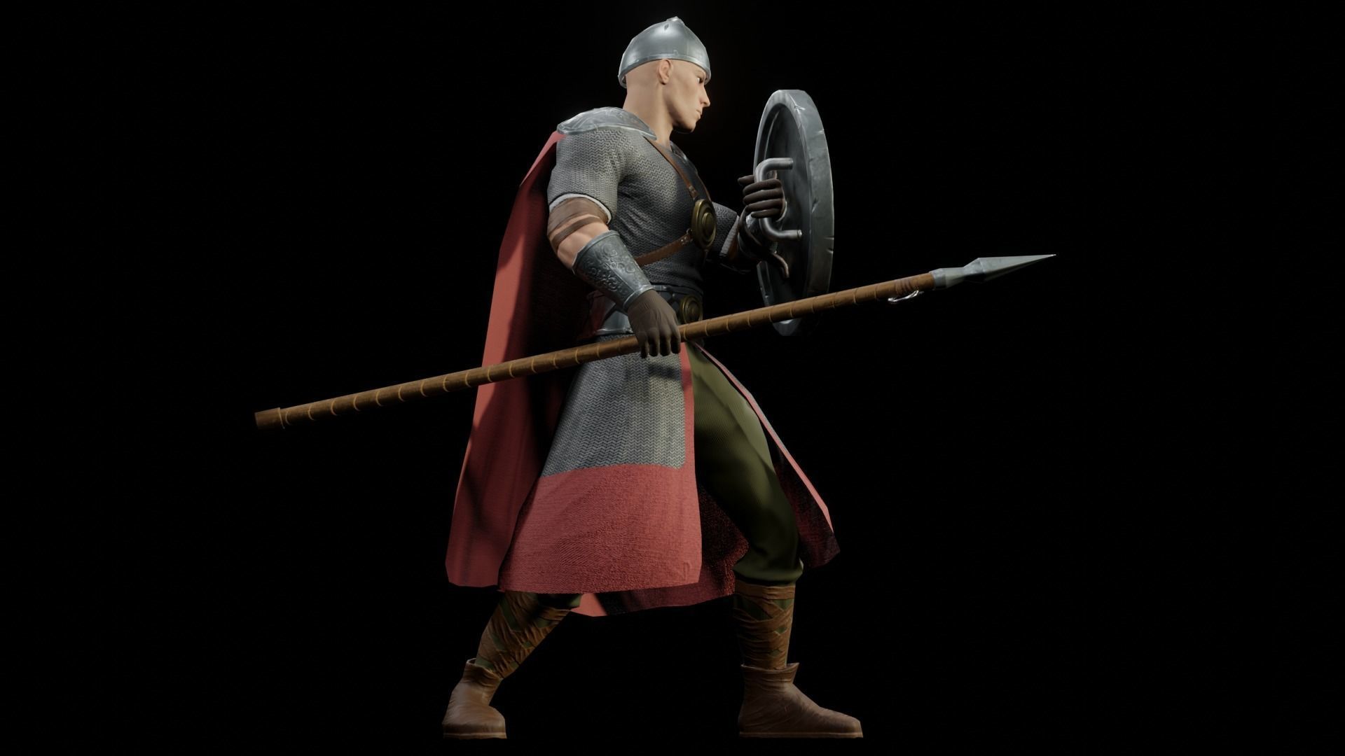 Warrior Low-poly 3D model_7