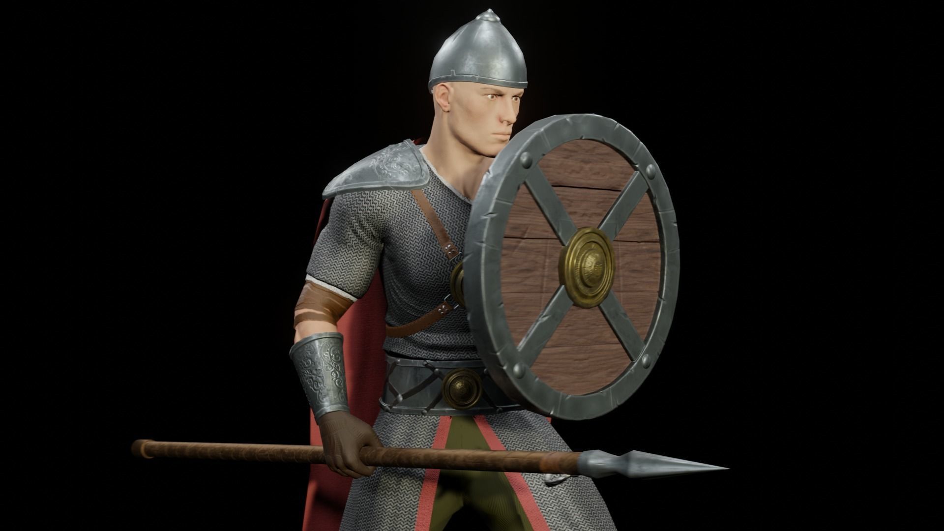 Warrior Low-poly 3D model_0