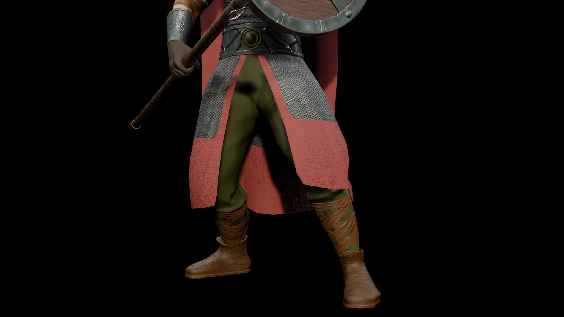 Warrior Low-poly 3D model_6