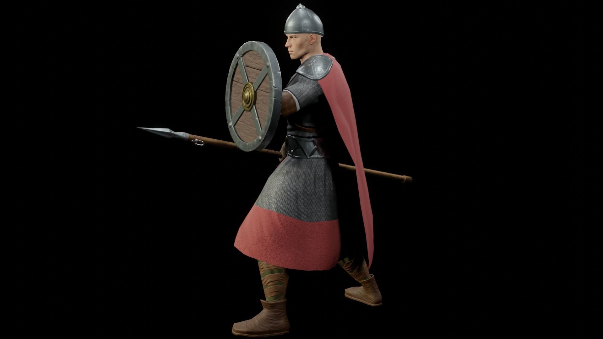 Warrior Low-poly 3D model_5
